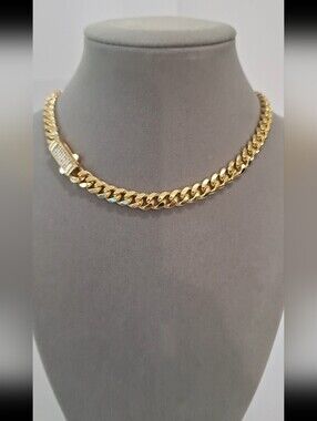 8mm Cuban link  Necklace with diamond lock.